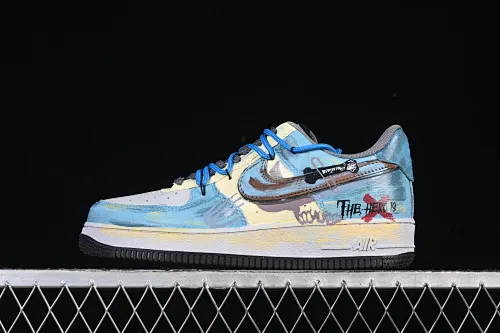 All categories Nk Air Force 1 Air Force series Nk Air Force 1 Low Air Force low-top Nike Air Force 1'07 Low "Mist Blue Hero" Hand-painted graffiti Mist Blue Hero Air Force 1 low-top casual sneakers ZG0088-228